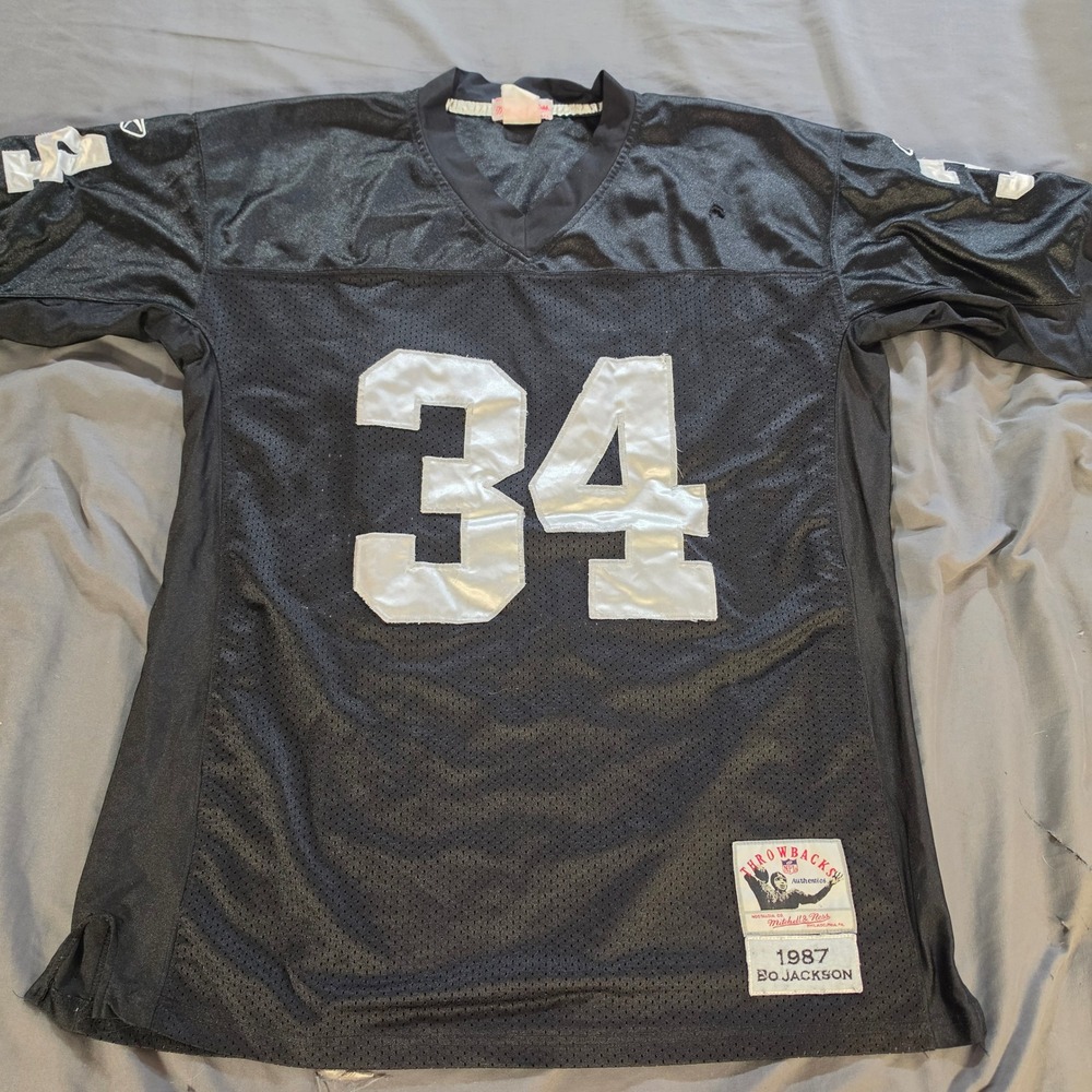 Mitchell & Ness Bo Jackson 1987 LA Raiders Throwback Jersey Black 34 Mens XL
